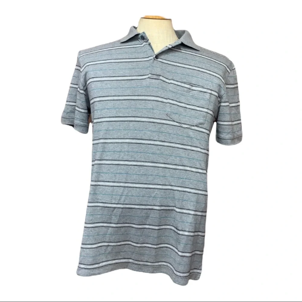 SzS Covington Gray Teal Stripe Polo - Picture 2 of 6